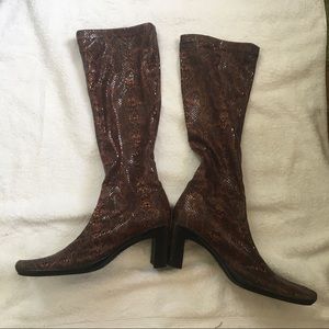 Faux snakeskin boots